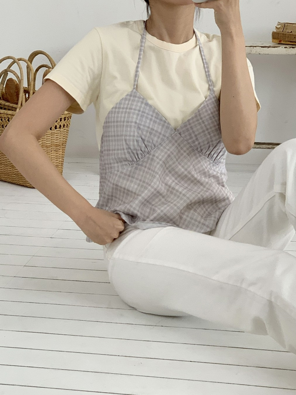 ホルターネックギャザーバックリボンチェックビスチェ | 詳細画像8