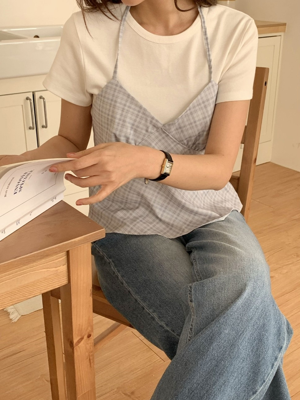 ホルターネックギャザーバックリボンチェックビスチェ | 詳細画像16