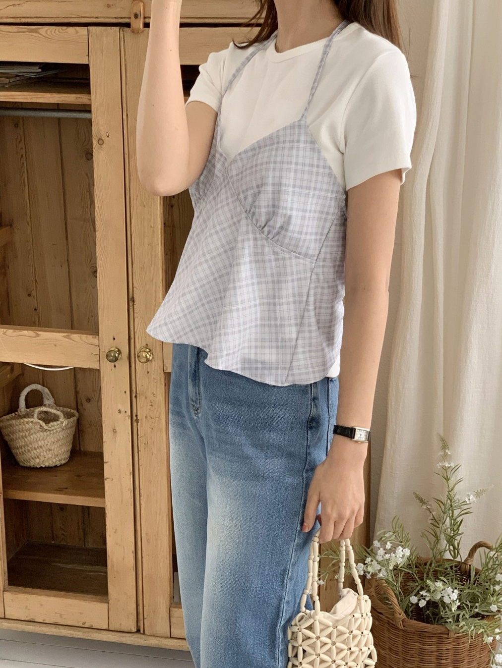 ホルターネックギャザーバックリボンチェックビスチェ | 詳細画像19