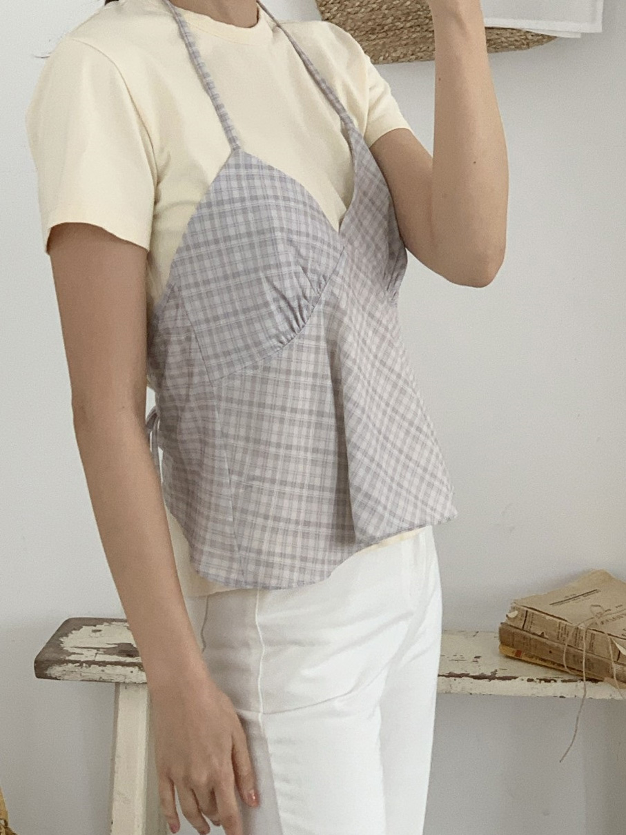 ホルターネックギャザーバックリボンチェックビスチェ | 詳細画像21