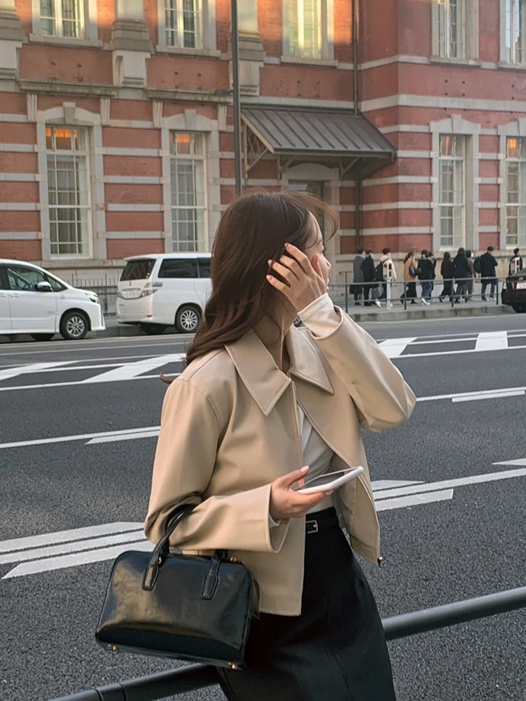 レザー調ジップアップカラーポケットジャンパー | 詳細画像4