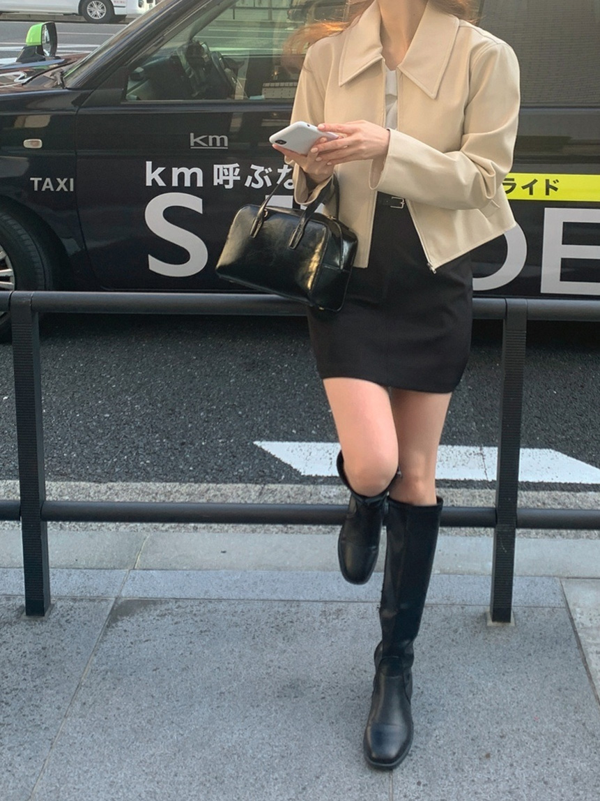 レザー調ジップアップカラーポケットジャンパー | 詳細画像9