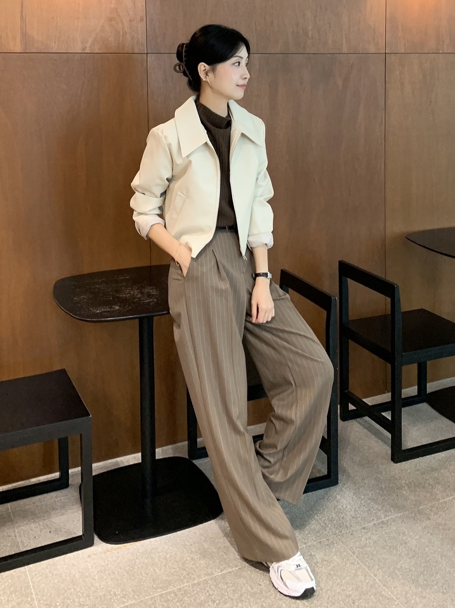 レザー調ジップアップカラーポケットジャンパー | 詳細画像15