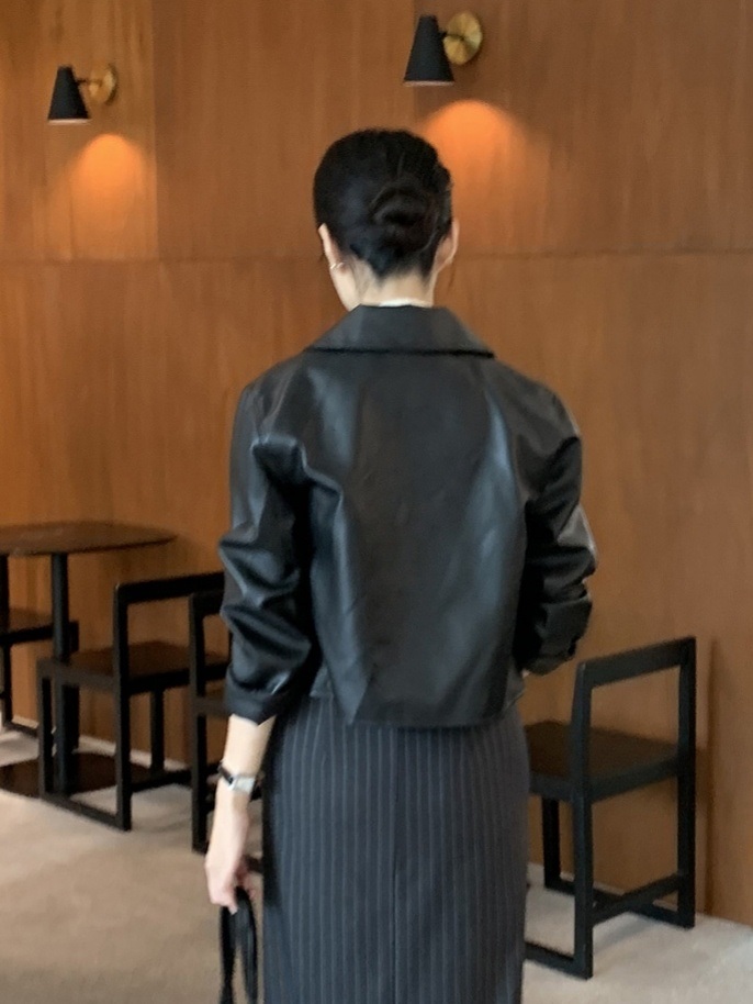 レザー調ジップアップカラーポケットジャンパー | 詳細画像19