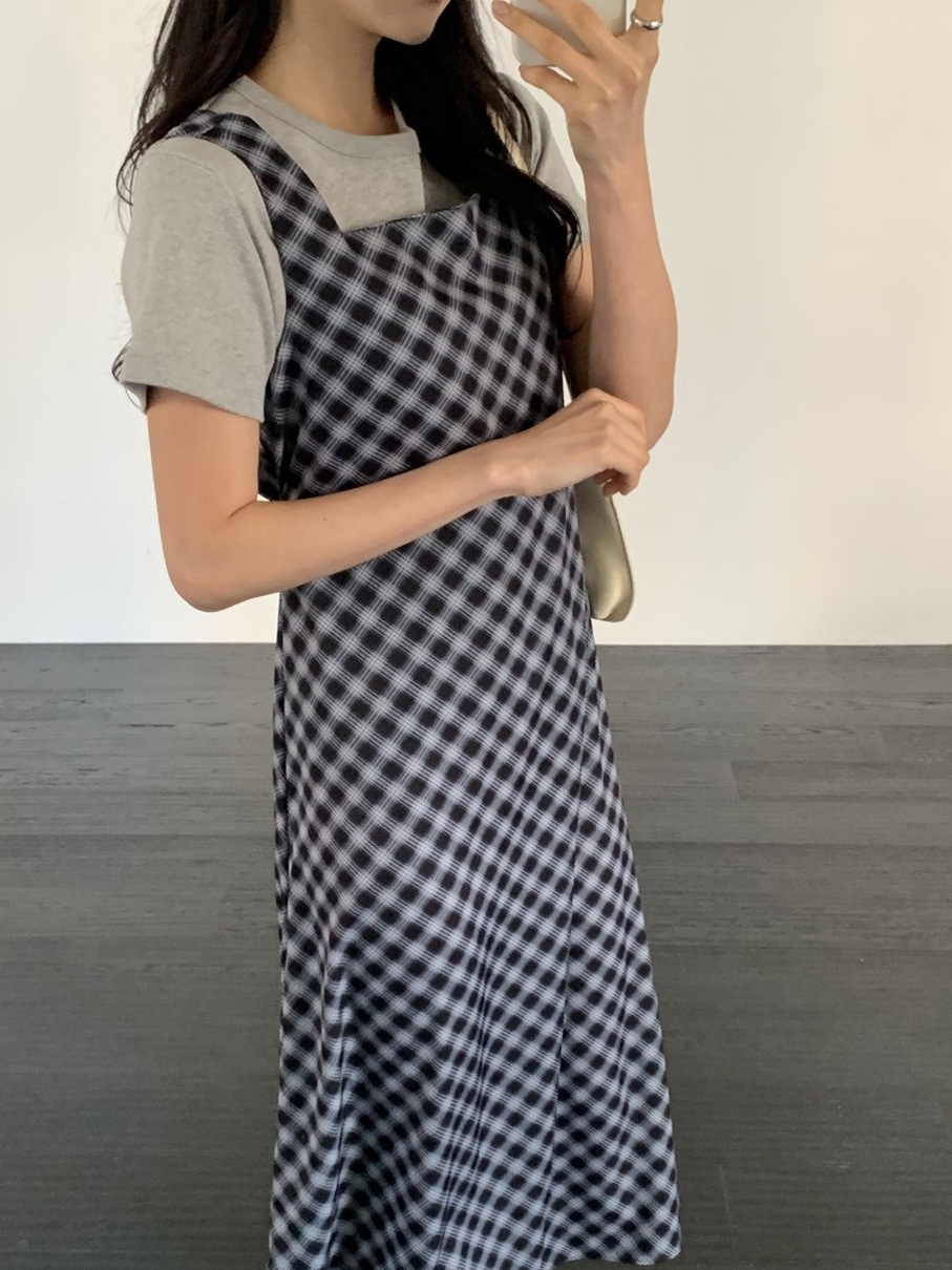 ロングバックリボンチェックノースリワンピース | 詳細画像7