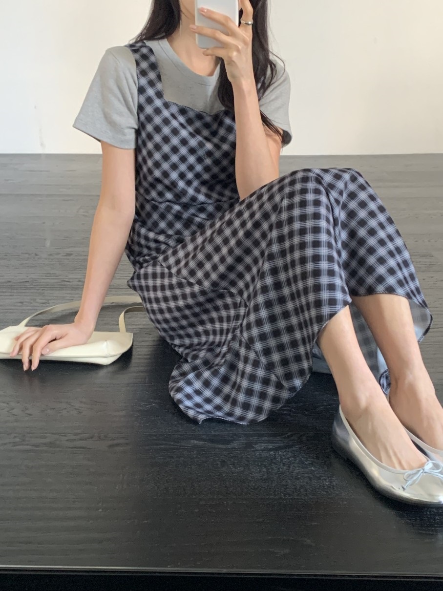 ロングバックリボンチェックノースリワンピース | 詳細画像8