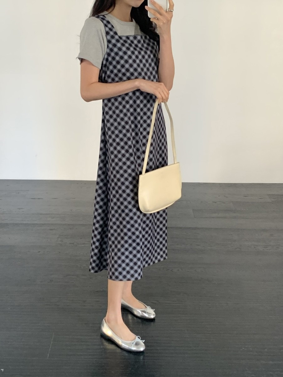 ロングバックリボンチェックノースリワンピース | 詳細画像9