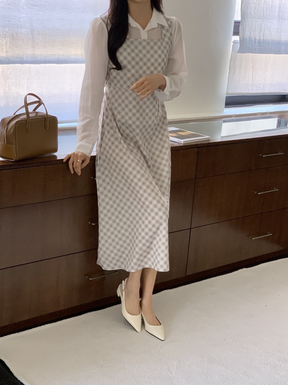 ロングバックリボンチェックノースリワンピース | 詳細画像10