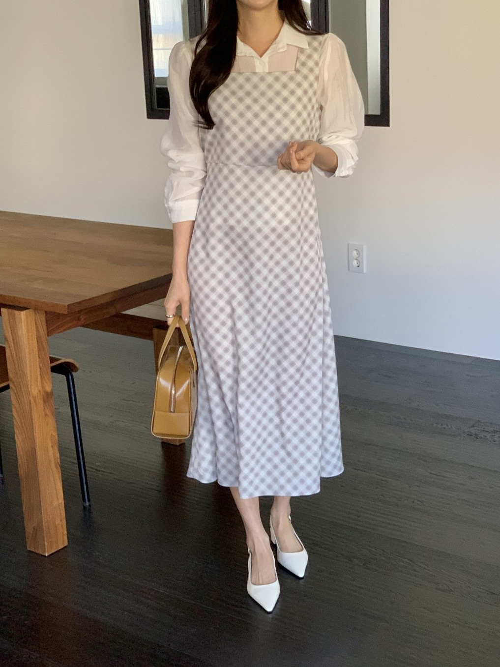 ロングバックリボンチェックノースリワンピース | 詳細画像12