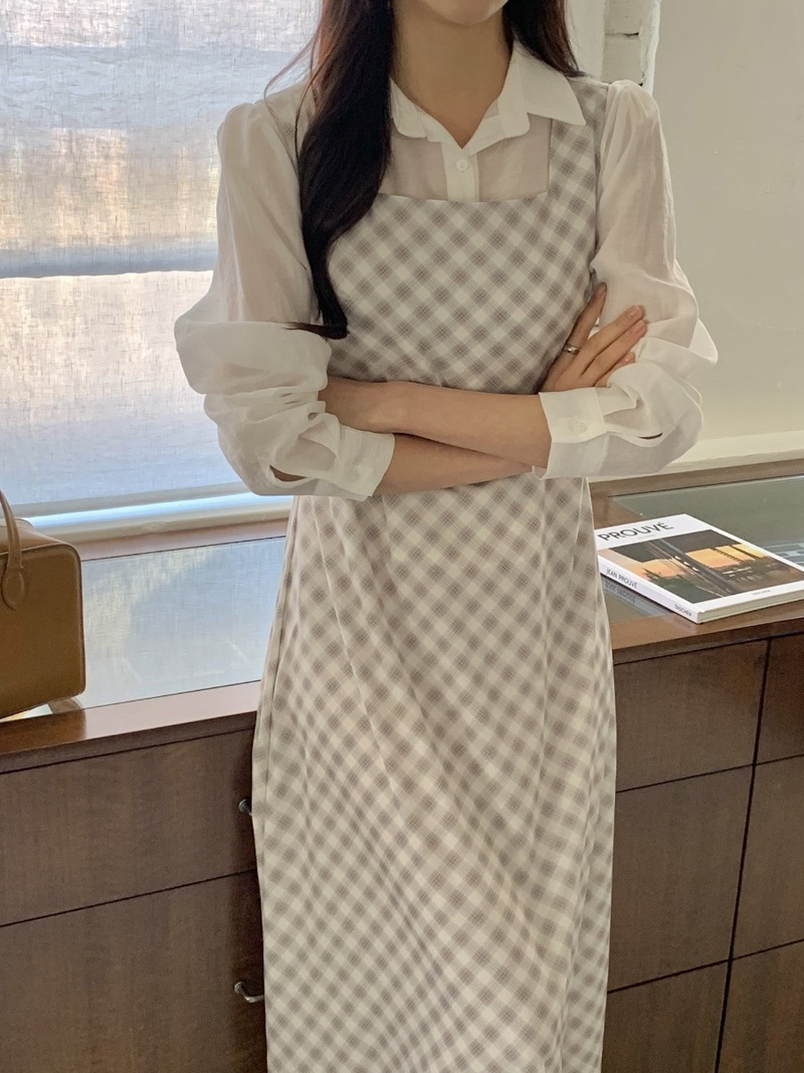 ロングバックリボンチェックノースリワンピース | 詳細画像13