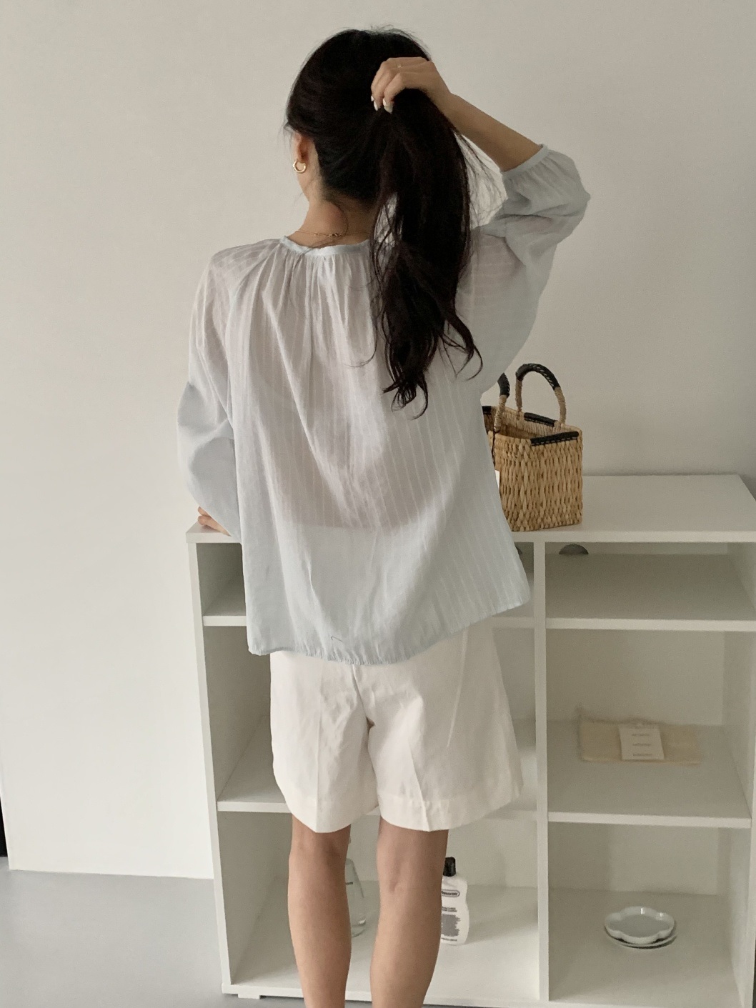 ボタンストラップルーズ長袖ブラウス | 詳細画像14