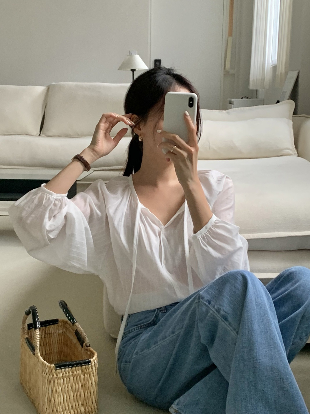 ボタンストラップルーズ長袖ブラウス | 詳細画像18