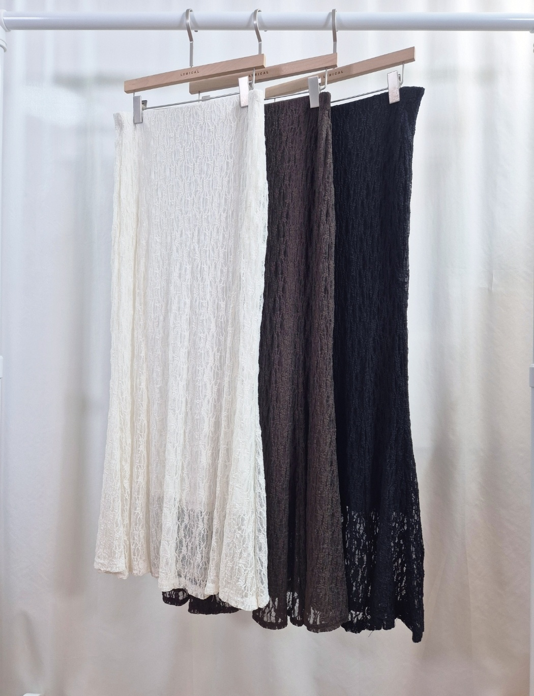 レースウエストゴムロングAラインスカート | 詳細画像5