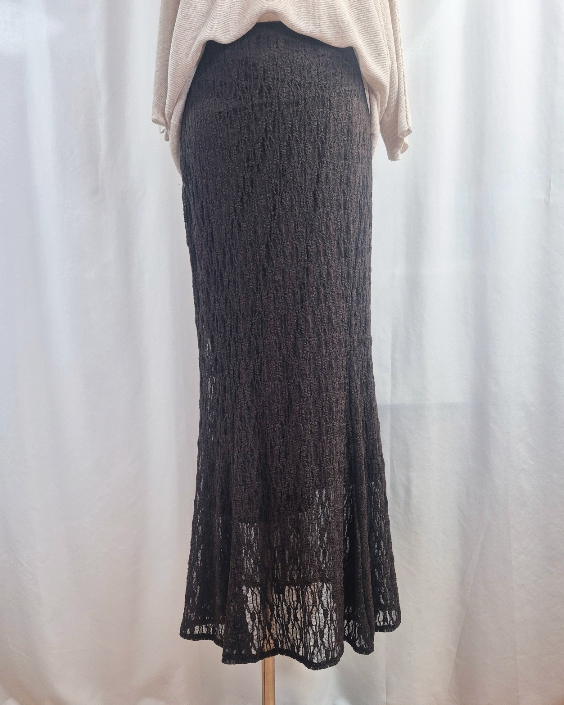 レースウエストゴムロングAラインスカート | 詳細画像13