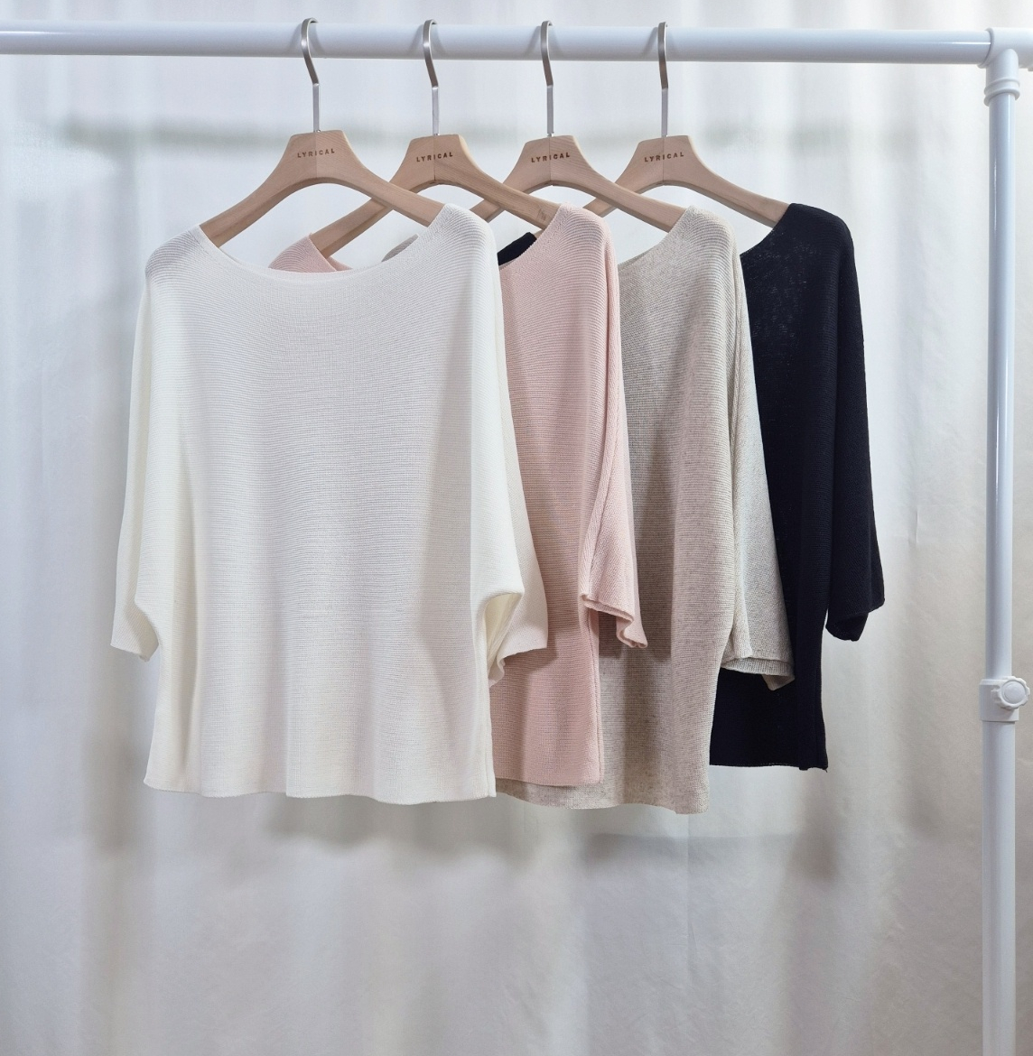 リネン混ボートネックドルマンルーズ7分袖ニット | 詳細画像6