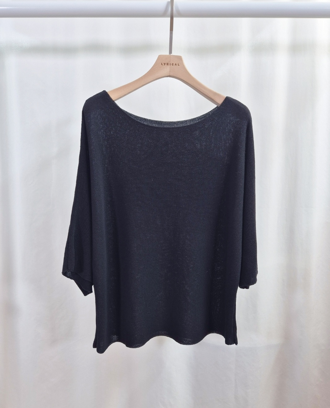 リネン混ボートネックドルマンルーズ7分袖ニット | 詳細画像11