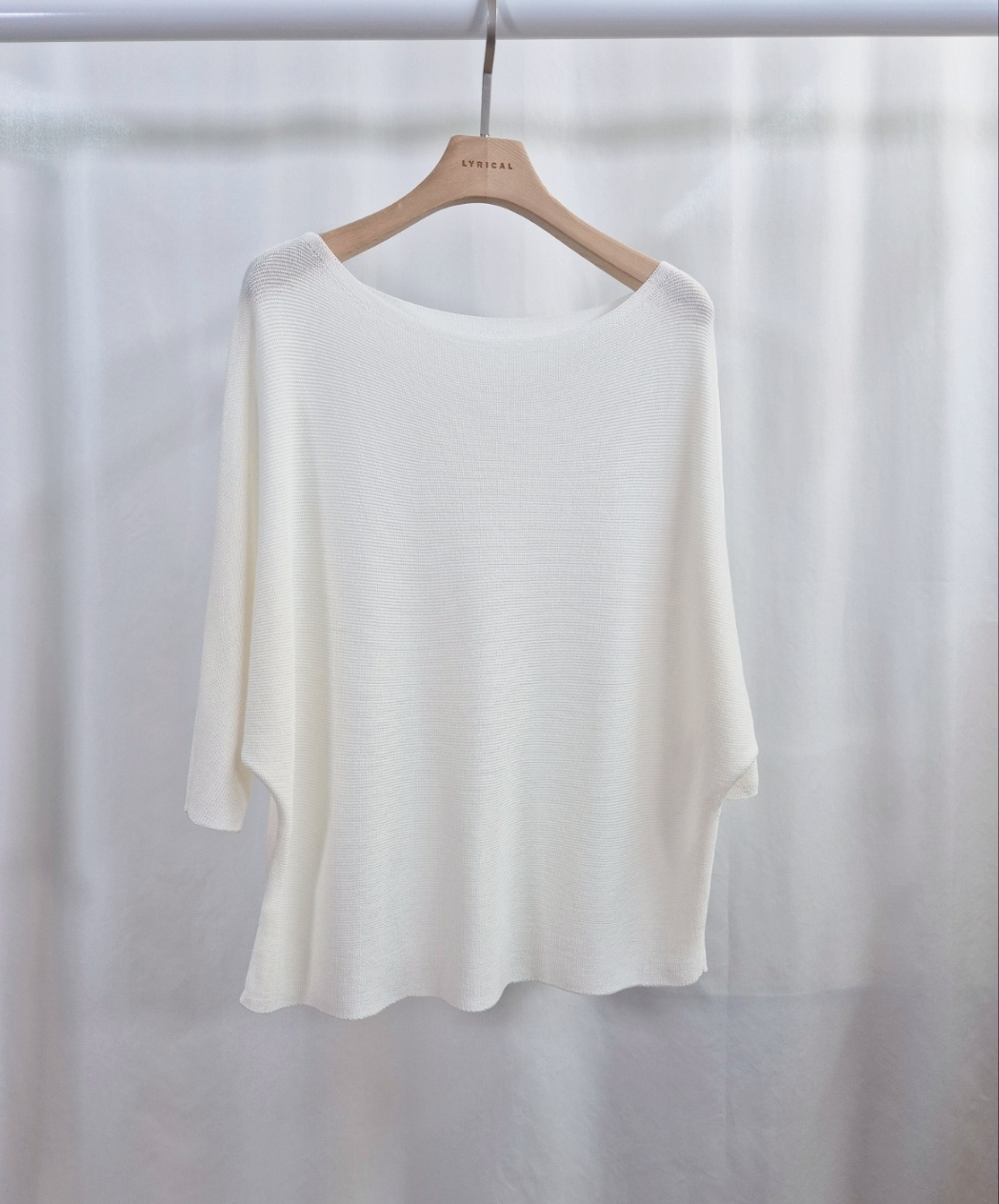 リネン混ボートネックドルマンルーズ7分袖ニット | 詳細画像7