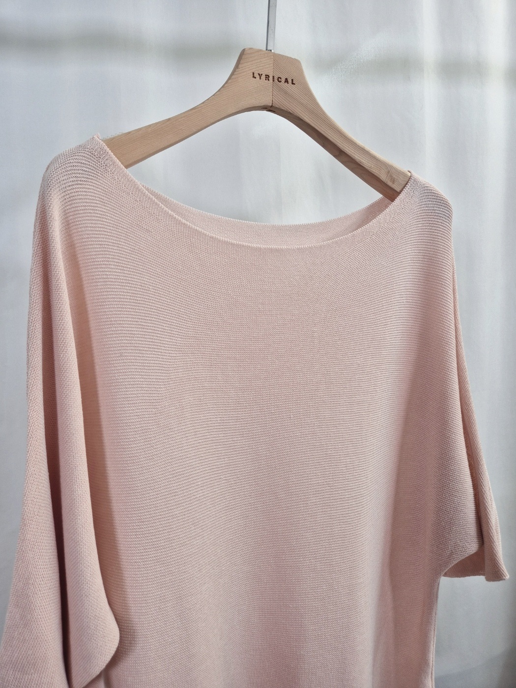 リネン混ボートネックドルマンルーズ7分袖ニット | 詳細画像9