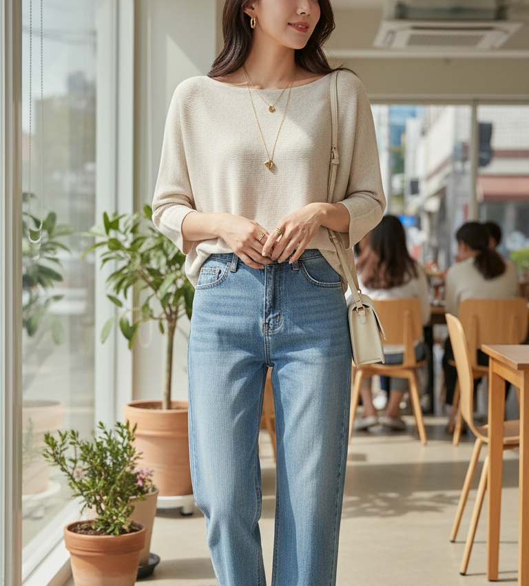 リネン混ボートネックドルマンルーズ7分袖ニット | 詳細画像4