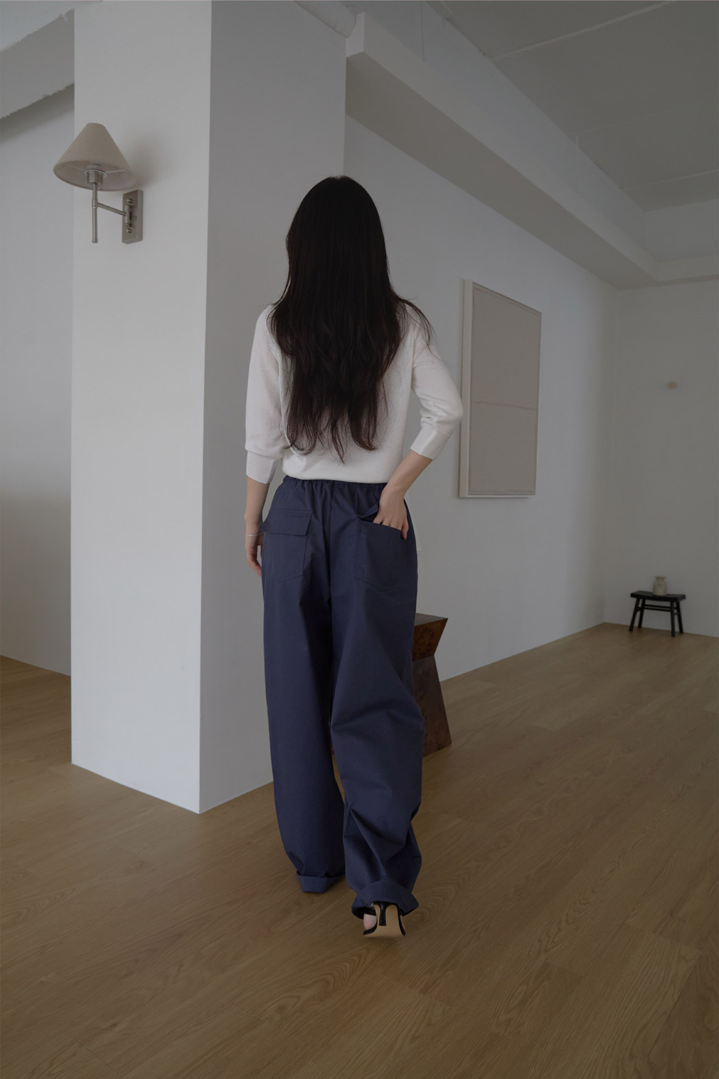 コットンゴムポケットラインセミワイド無地パンツSS秋 | 詳細画像4