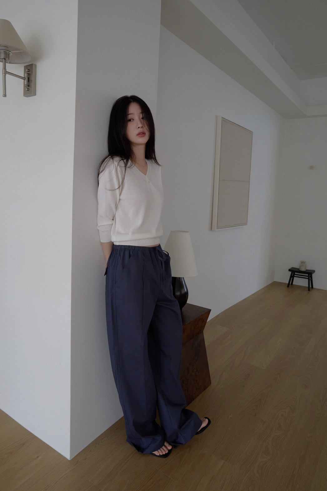 コットンゴムポケットラインセミワイド無地パンツSS秋 | 詳細画像8