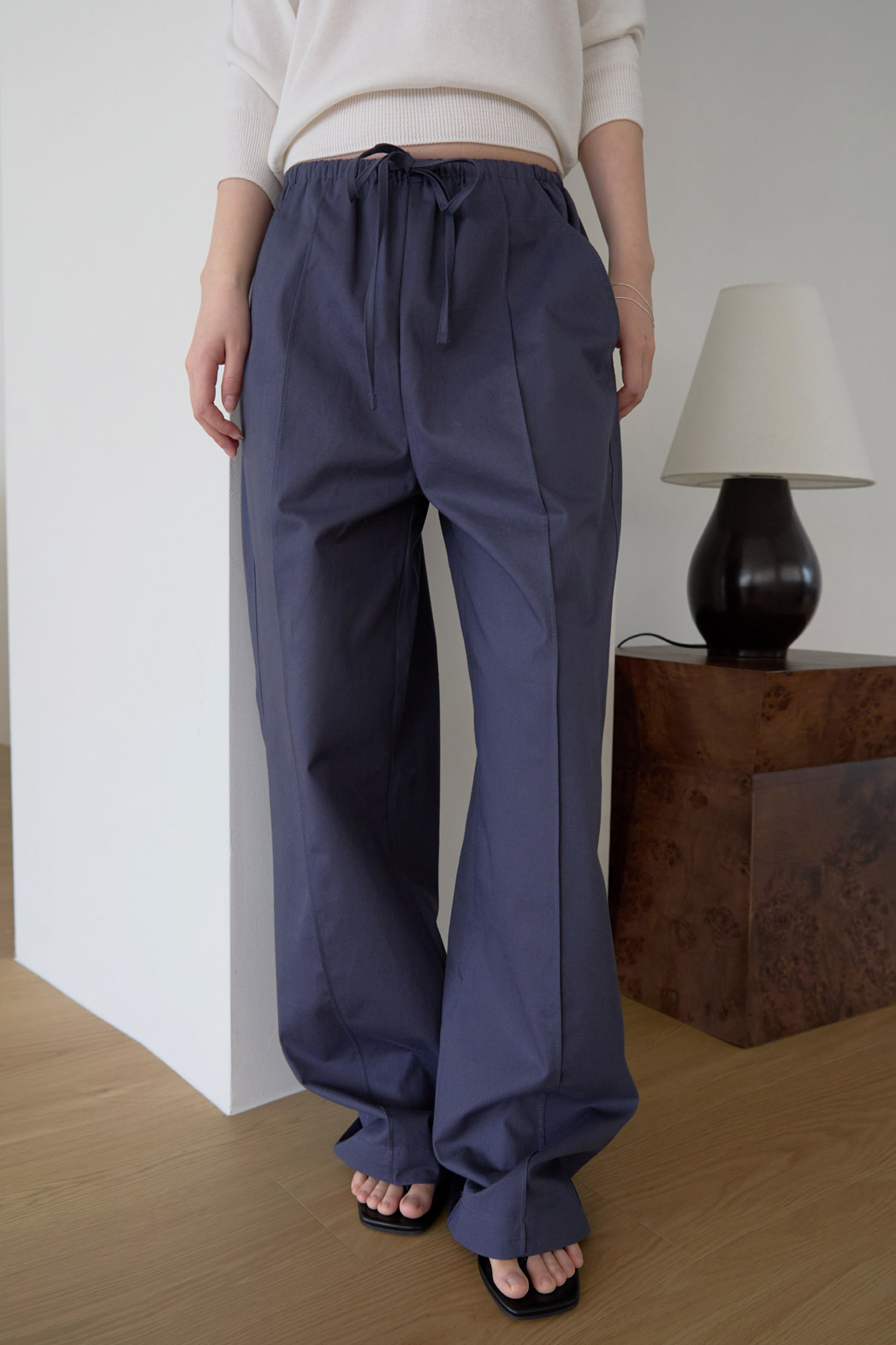 コットンゴムポケットラインセミワイド無地パンツSS秋 | 詳細画像10