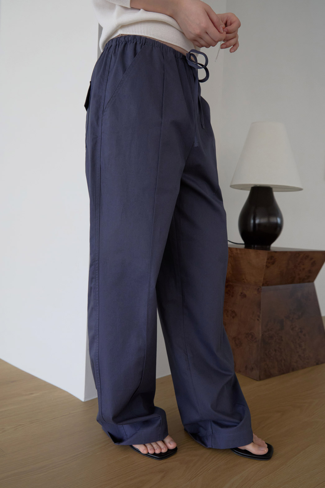 コットンゴムポケットラインセミワイド無地パンツSS秋 | 詳細画像11