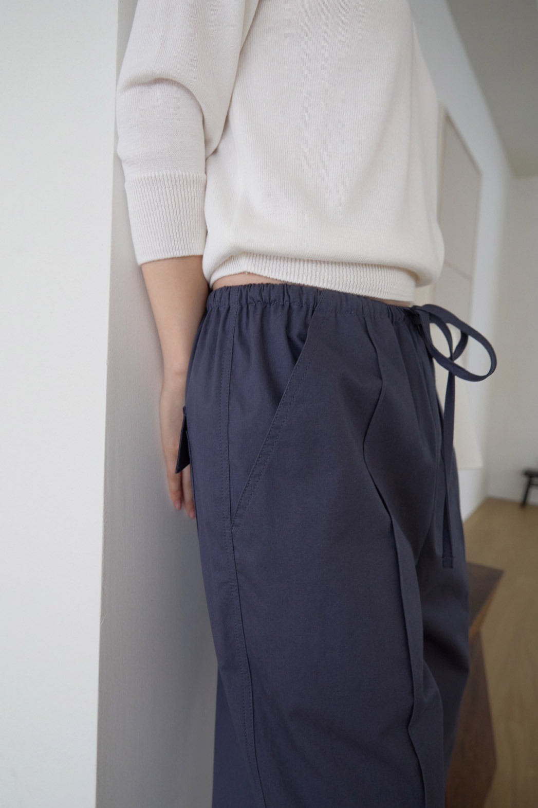 コットンゴムポケットラインセミワイド無地パンツSS秋 | 詳細画像13