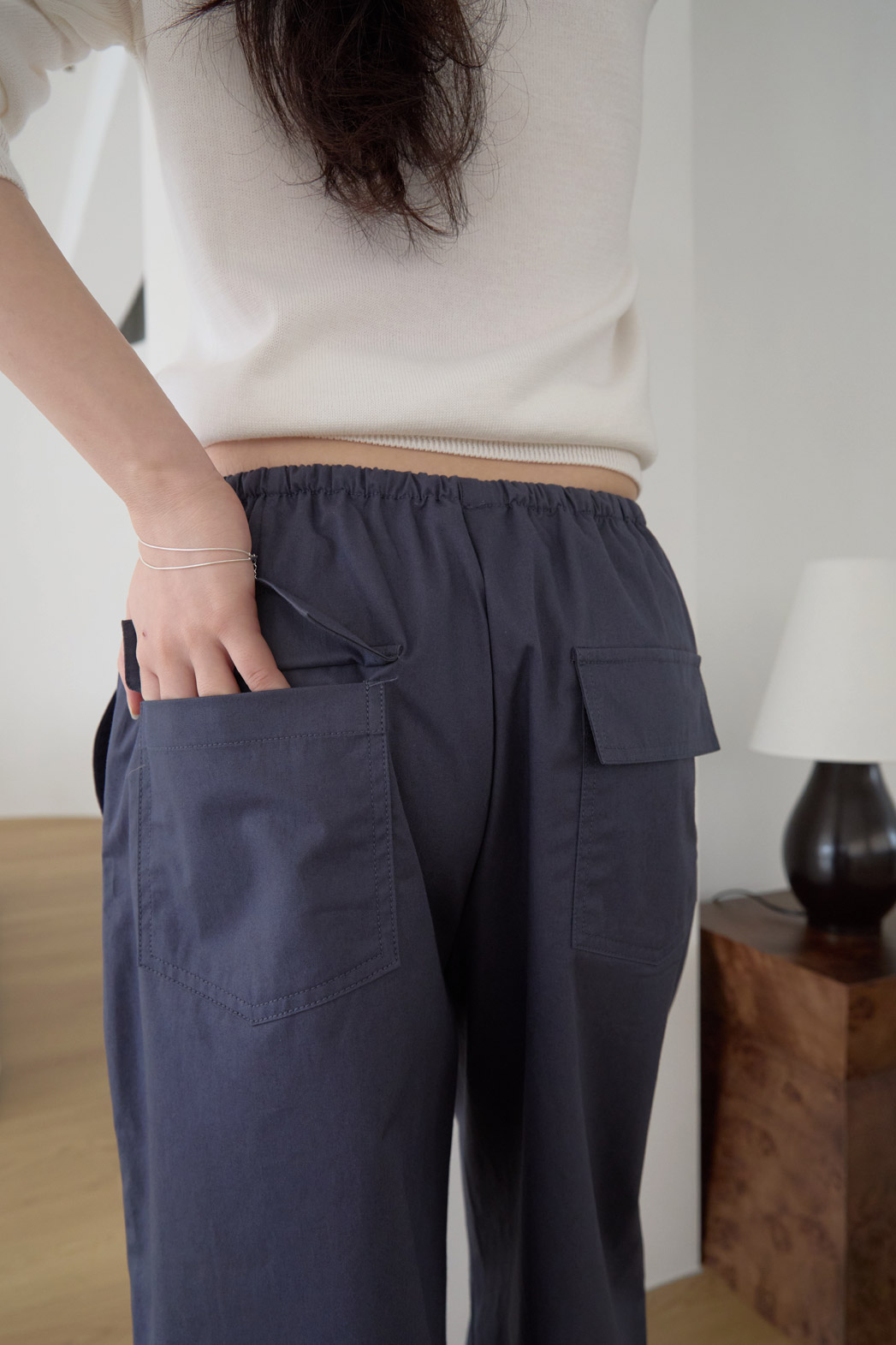 コットンゴムポケットラインセミワイド無地パンツSS秋 | 詳細画像14