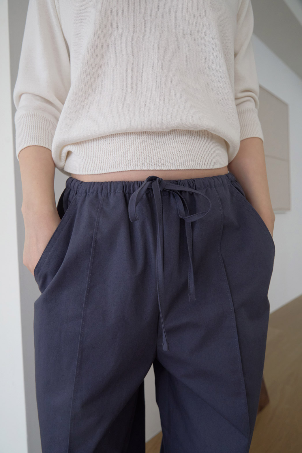 コットンゴムポケットラインセミワイド無地パンツSS秋 | 詳細画像15