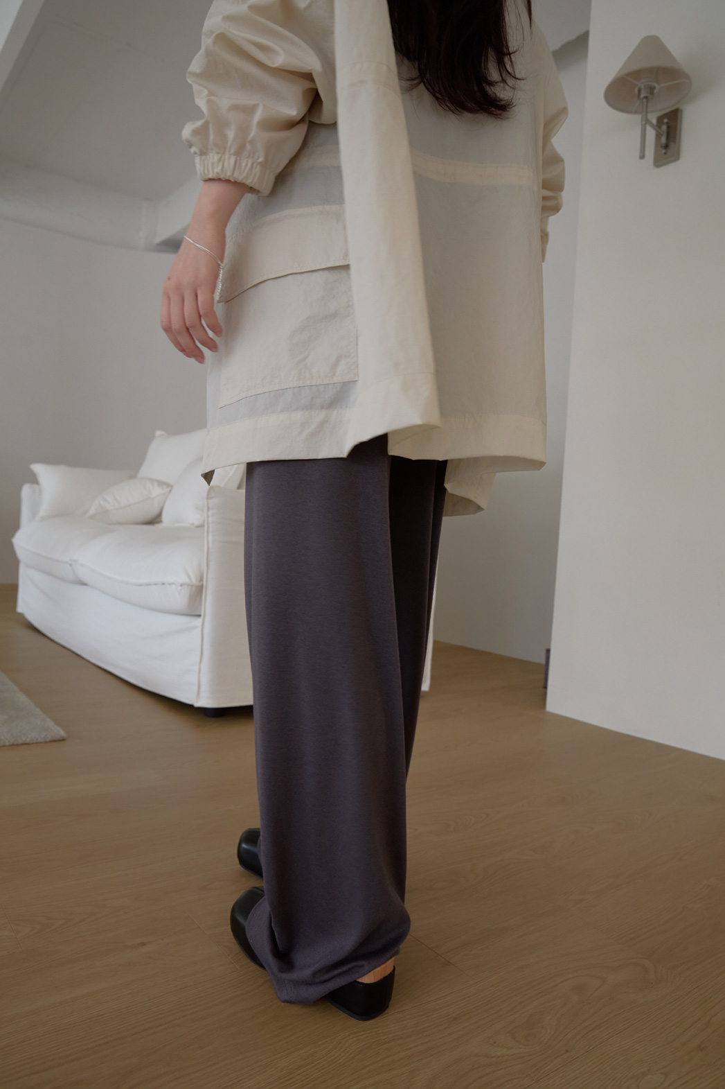 ストレッチベロアナイロンゴムロング無地パンツSS秋 | 詳細画像10