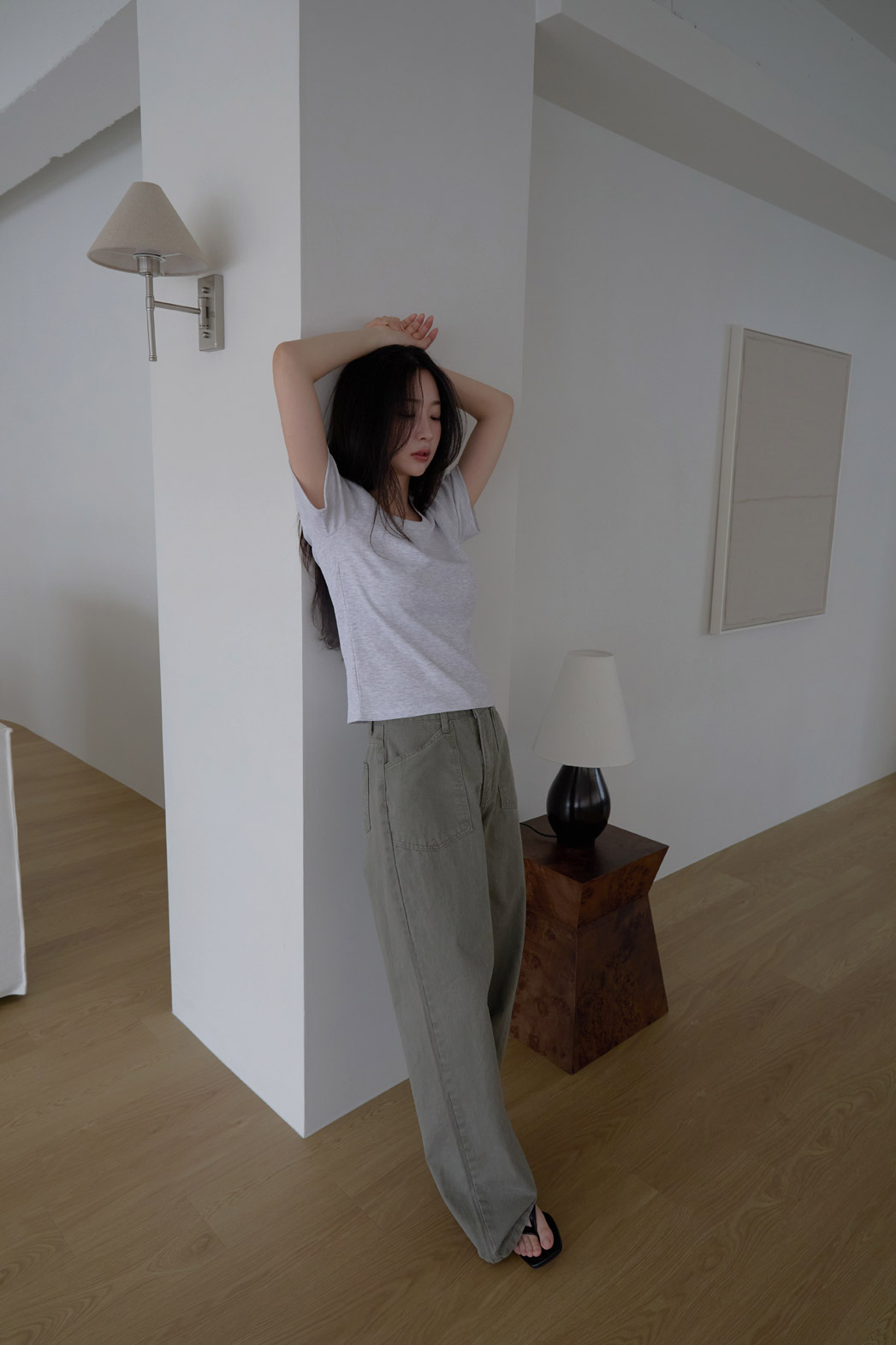 コットンウォッシングポケットワイド無地パンツオールシーズン | 詳細画像4