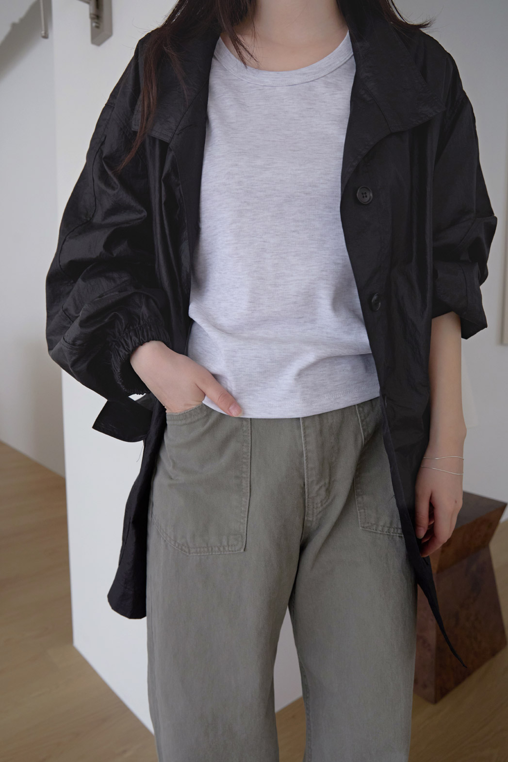 コットンウォッシングポケットワイド無地パンツオールシーズン | 詳細画像7