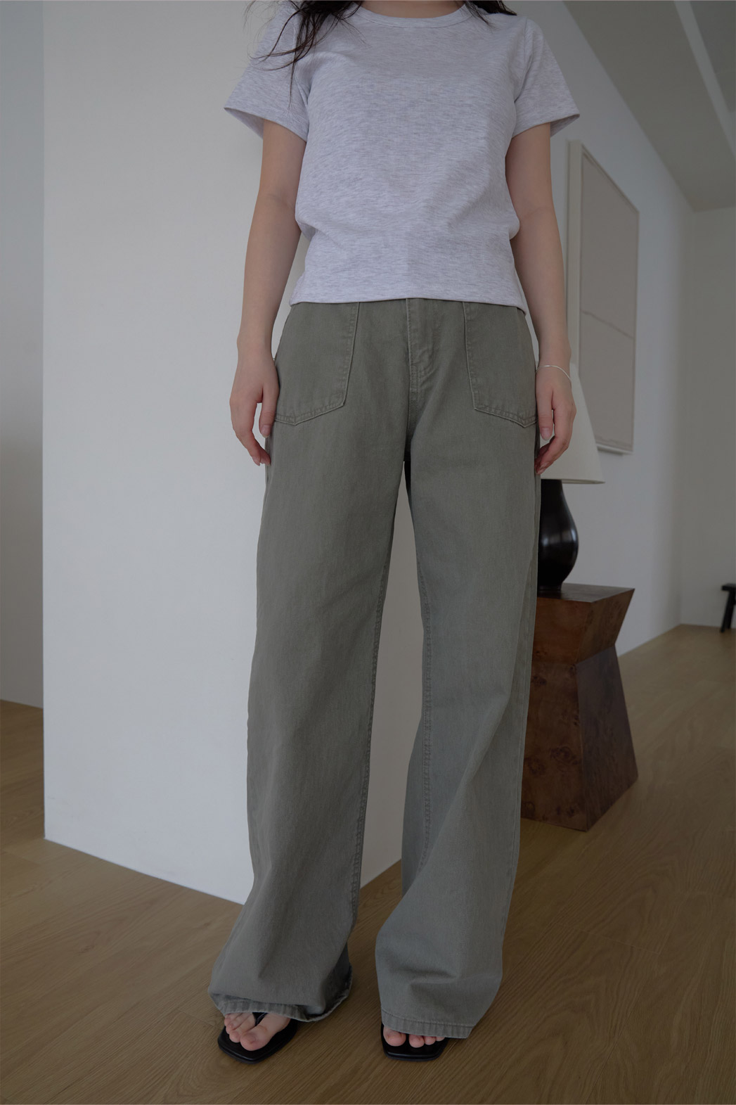 コットンウォッシングポケットワイド無地パンツオールシーズン | 詳細画像8