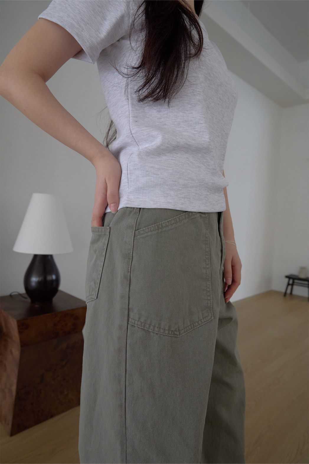 コットンウォッシングポケットワイド無地パンツオールシーズン | 詳細画像10