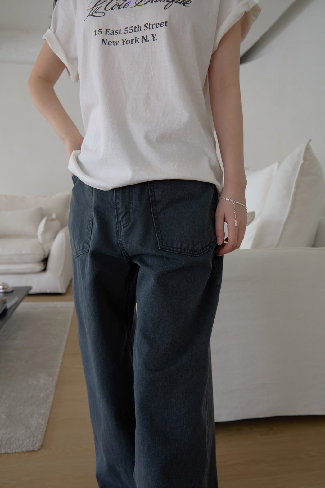 コットンウォッシングポケットワイド無地パンツオールシーズン | 詳細画像19