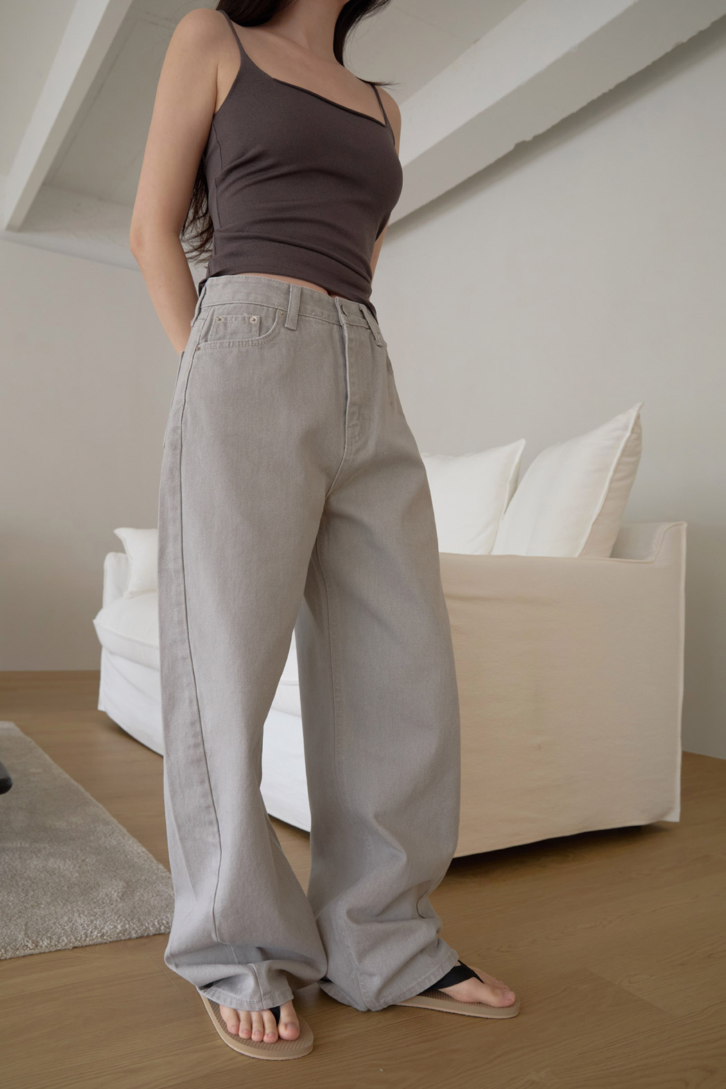コットンラインベーシックワイド無地パンツオールシーズン | 詳細画像7