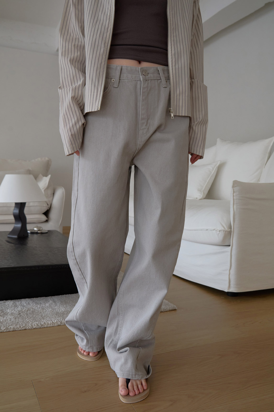 コットンラインベーシックワイド無地パンツオールシーズン | 詳細画像8