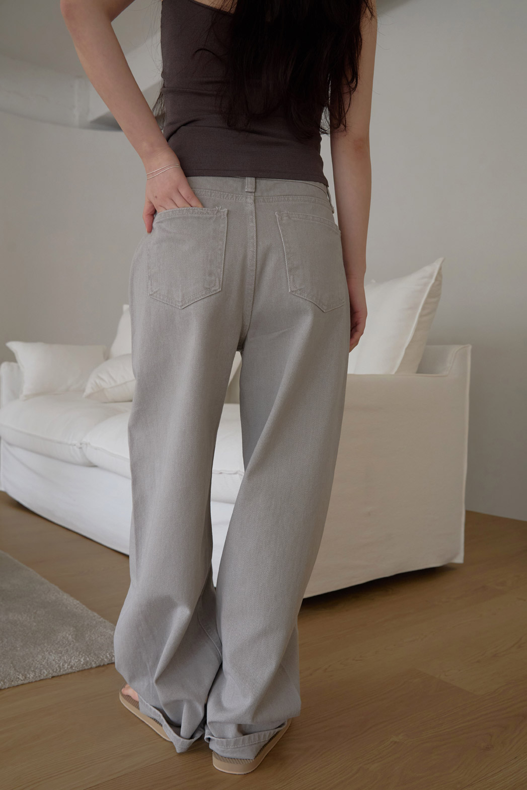 コットンラインベーシックワイド無地パンツオールシーズン | 詳細画像9