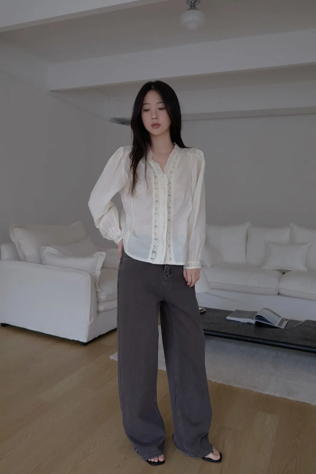 コットンベーシックワイド無地パンツオールシーズン | 詳細画像1