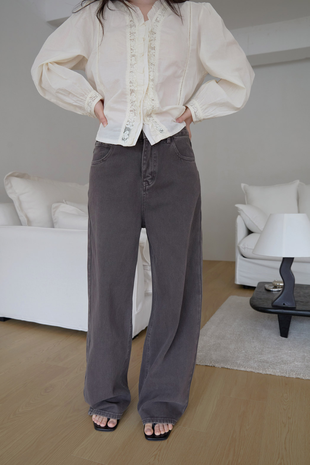 コットンベーシックワイド無地パンツオールシーズン | 詳細画像9