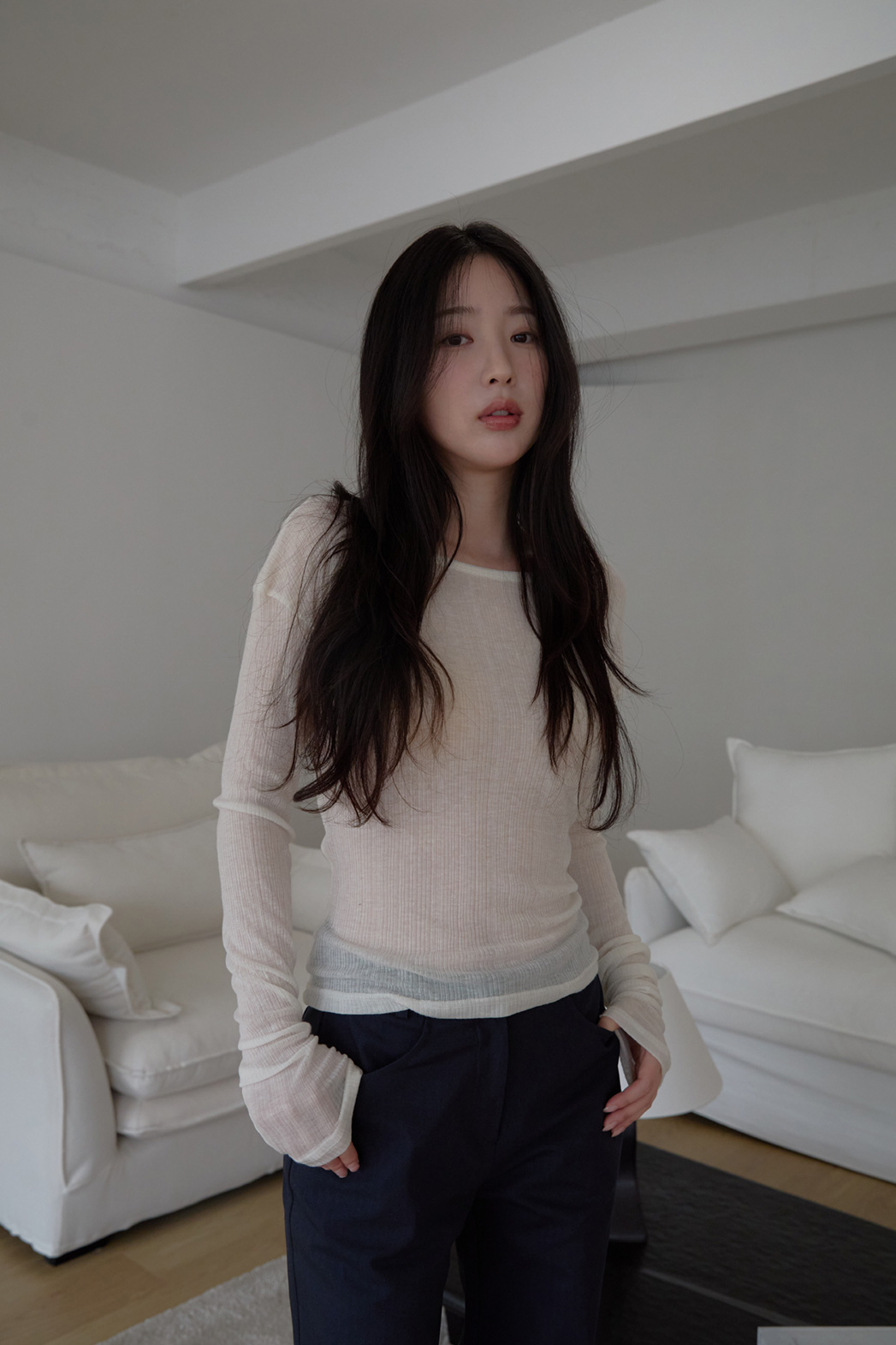 コットンポケットベーシックブーツカットストライプパンツオールシーズン | 詳細画像5