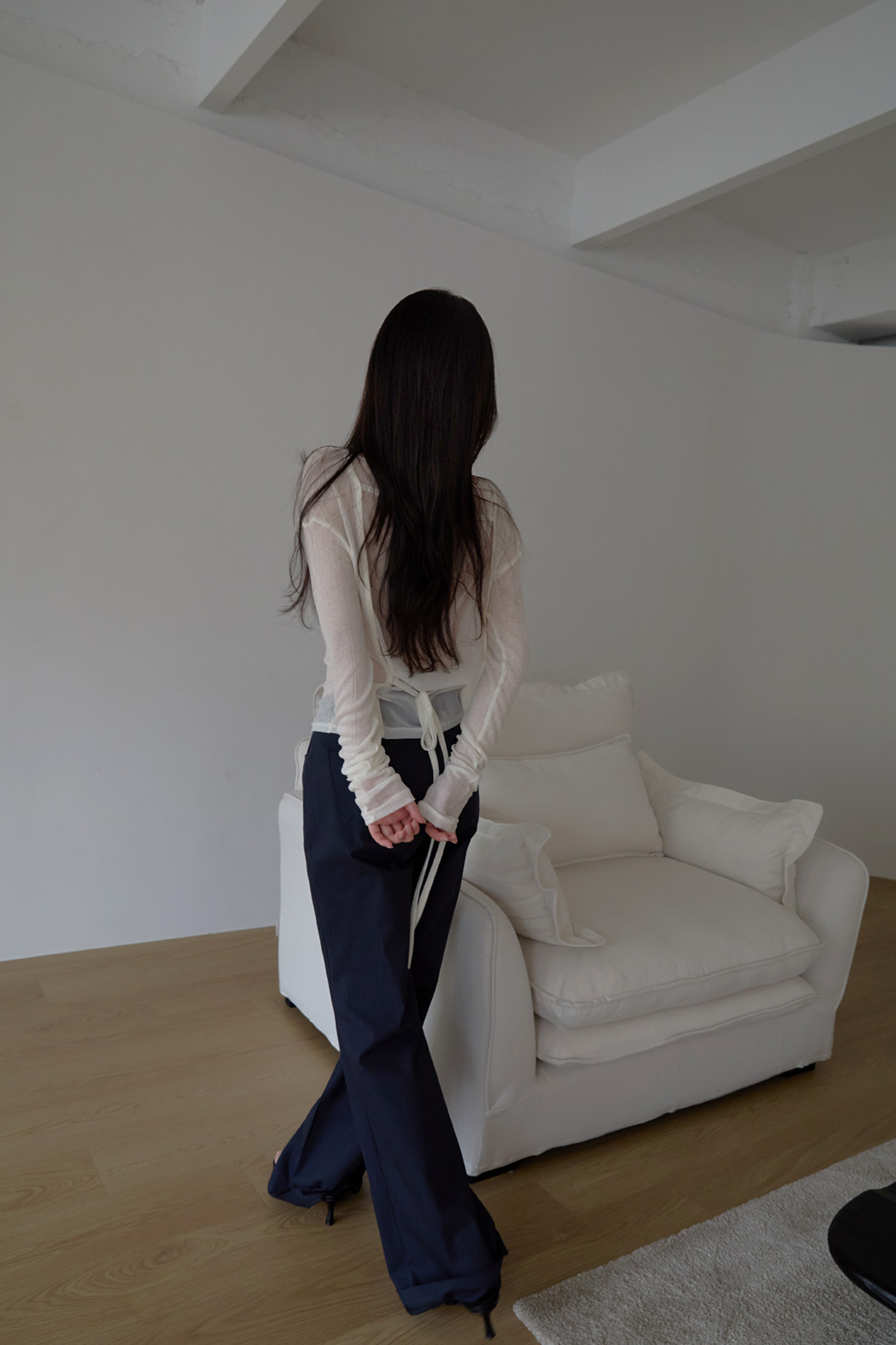 コットンポケットベーシックブーツカットストライプパンツオールシーズン | 詳細画像8