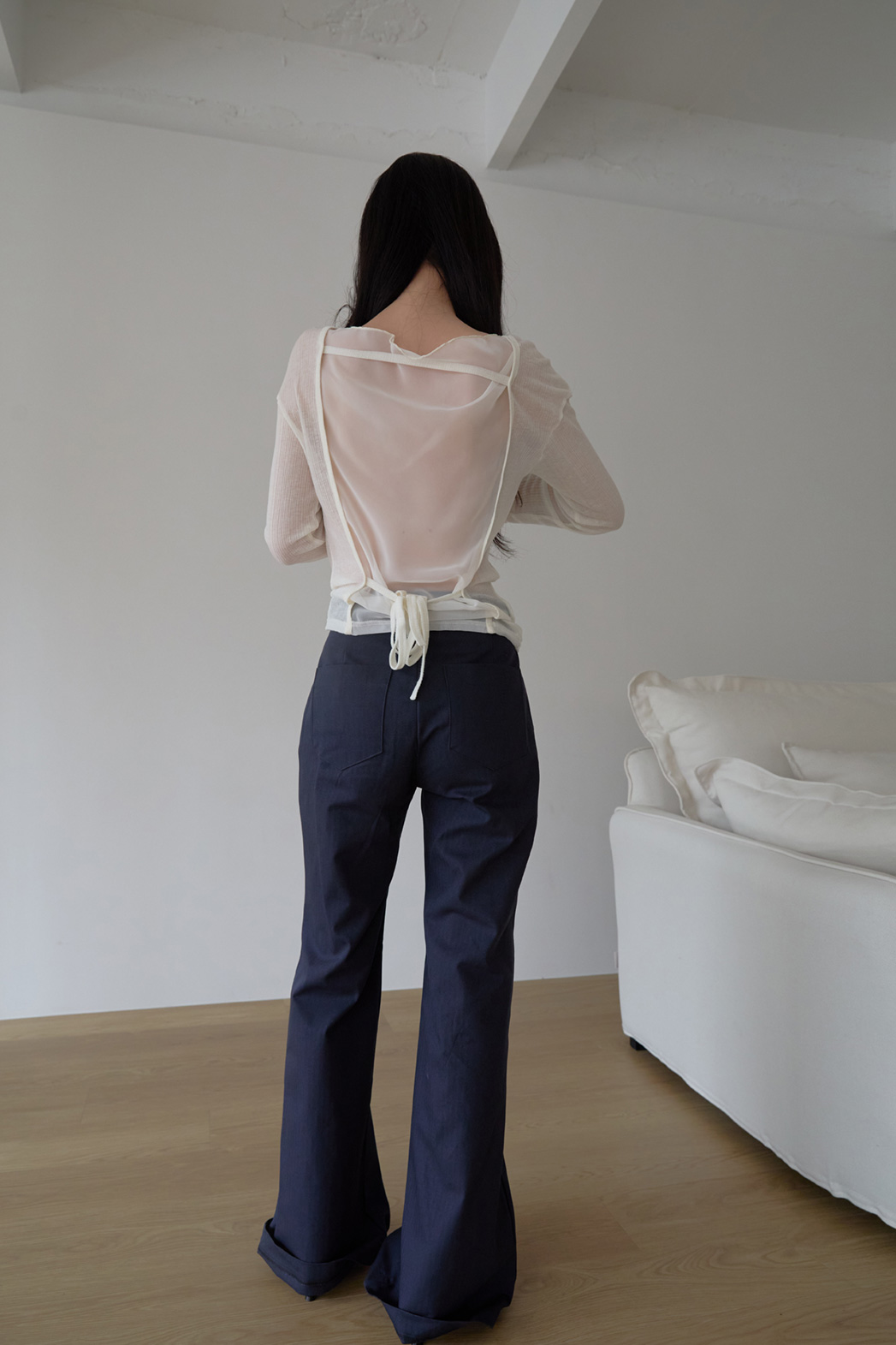 コットンポケットベーシックブーツカットストライプパンツオールシーズン | 詳細画像10