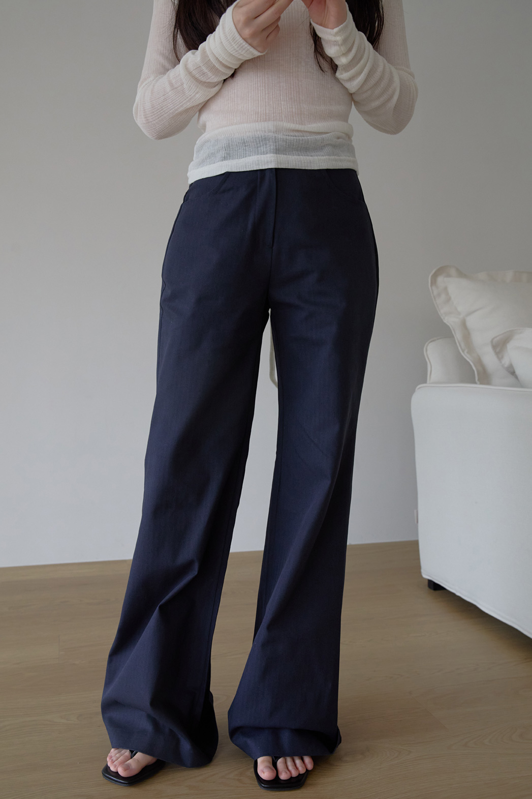 コットンポケットベーシックブーツカットストライプパンツオールシーズン | 詳細画像11