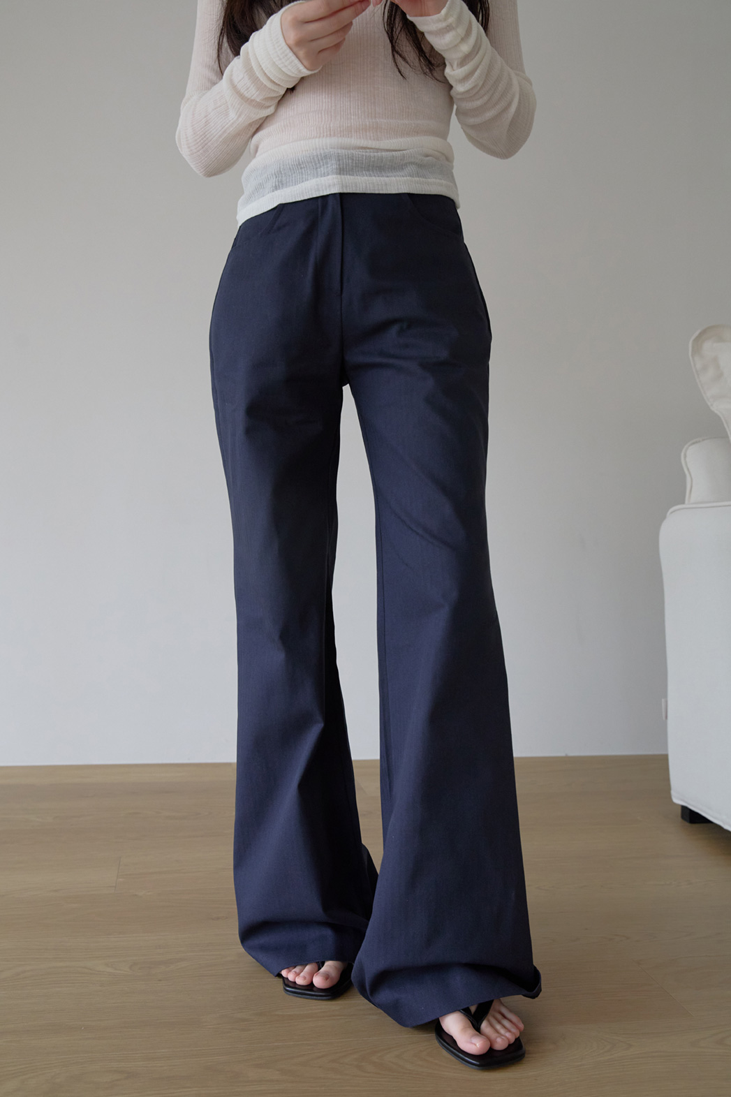 コットンポケットベーシックブーツカットストライプパンツオールシーズン | 詳細画像12