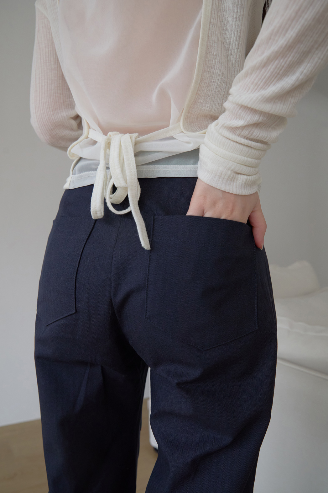 コットンポケットベーシックブーツカットストライプパンツオールシーズン | 詳細画像15