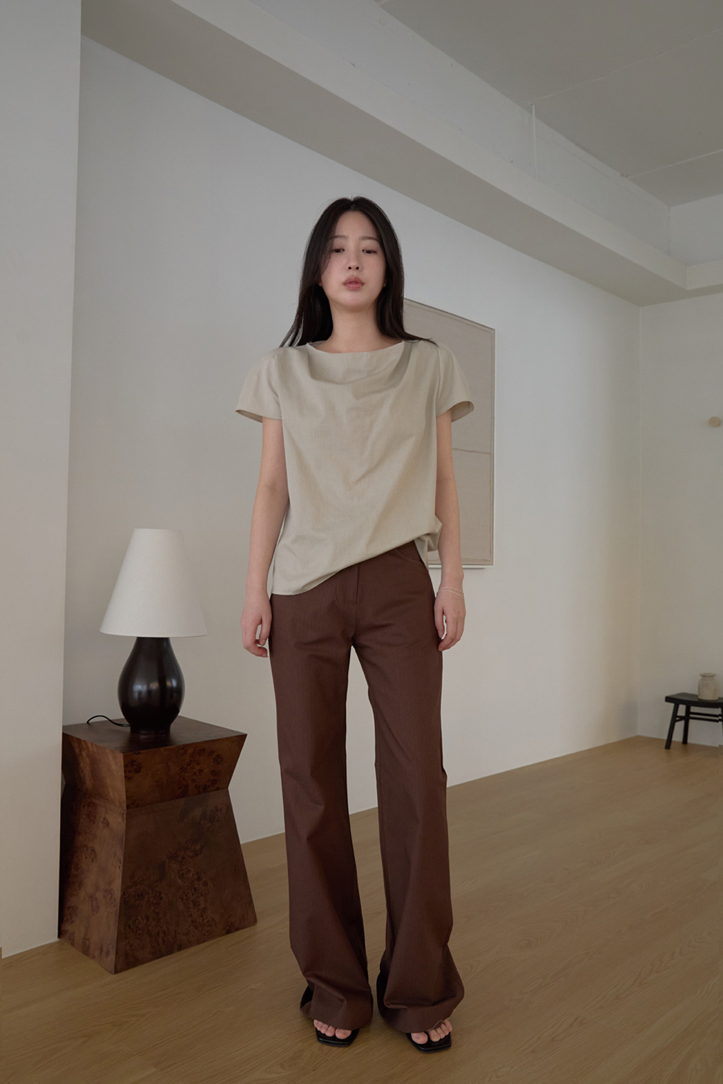 コットンポケットベーシックブーツカットストライプパンツオールシーズン | 詳細画像17