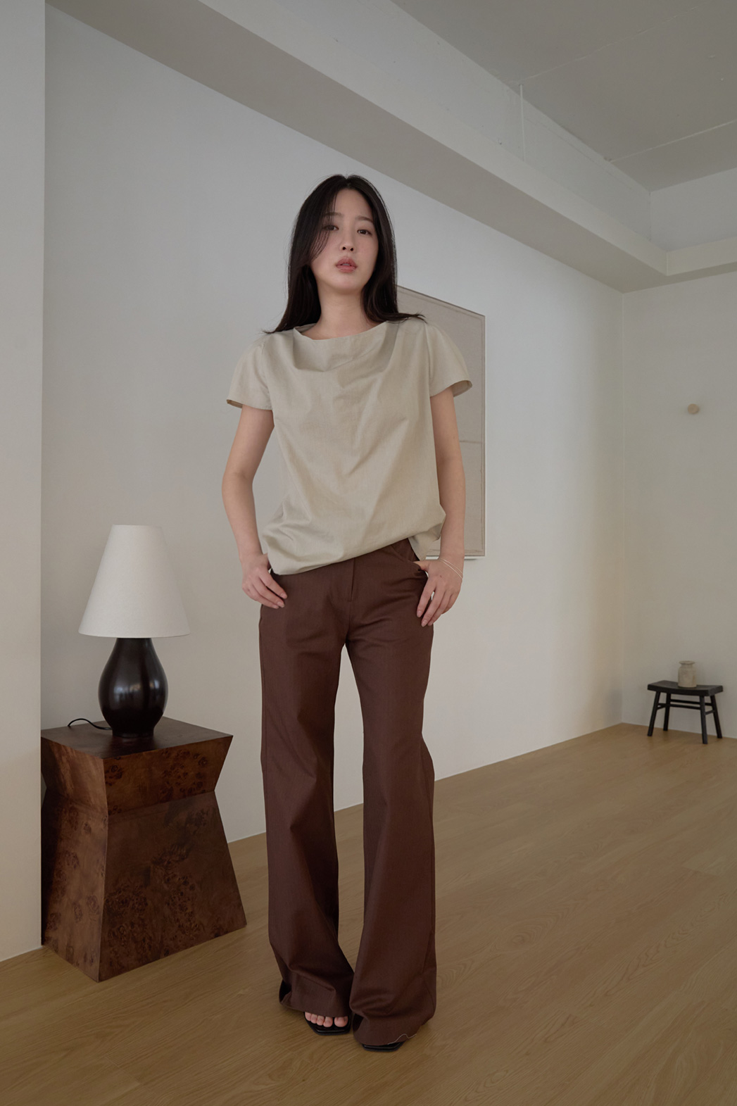 コットンポケットベーシックブーツカットストライプパンツオールシーズン | 詳細画像18