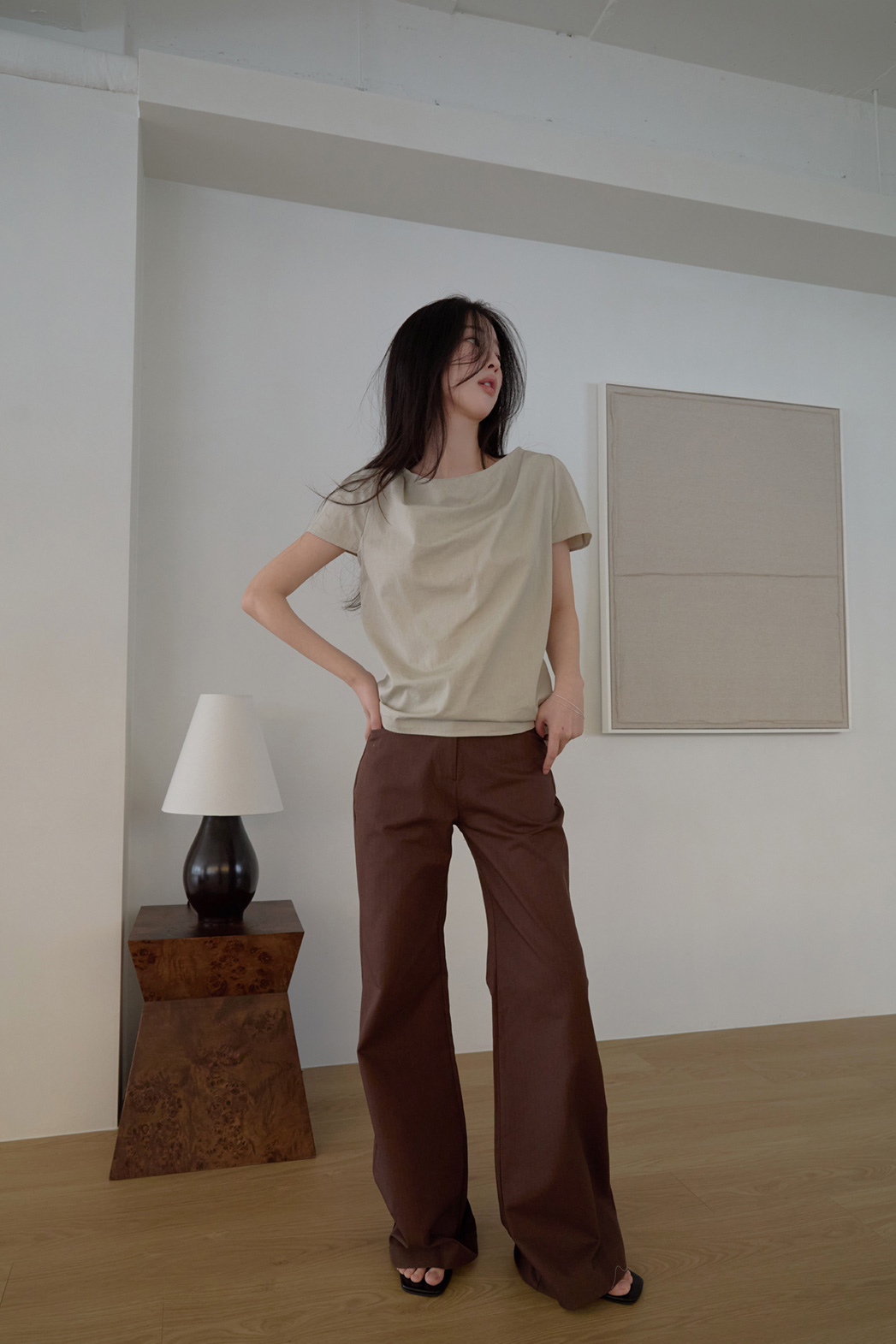 コットンポケットベーシックブーツカットストライプパンツオールシーズン | 詳細画像21